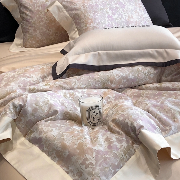 91家纺网 家纺一手货源 找家纺 佳汐蓝2025新款典雅诗意花卉全棉印花四件套券后不低于438/458元 馥雅铃兰-胭脂粉