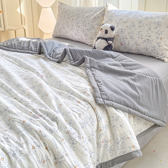 91家纺网 家纺一手货源 找家纺 2025梦初语新款水洗棉印花棉花被 花园兔兔