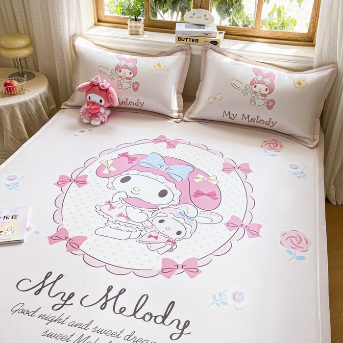 91家纺网 家纺一手货源 找家纺 博雅 2025新款三丽欧A类大版数码印花1200D冰丝凉席凉席席子 小花美乐蒂