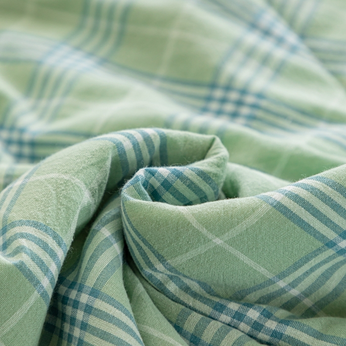 91家纺网 家纺一手货源 找家纺 鑫棉坊 2025新款全棉色织水洗棉A类棉花夏被可机洗空调被四件套床单枕套 清漾绿格