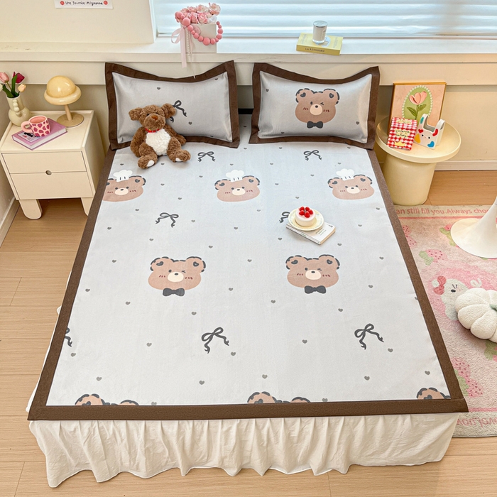 91家纺网 家纺一手货源 找家纺 迪乐妮 2025新款印花真冰藤冰凉席 爱心熊