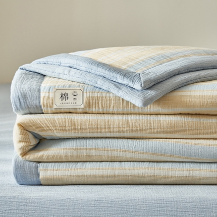 简如 2025新款A类全棉双层纱皱皱纱夏被四件套-时予系列 时予-桔兰