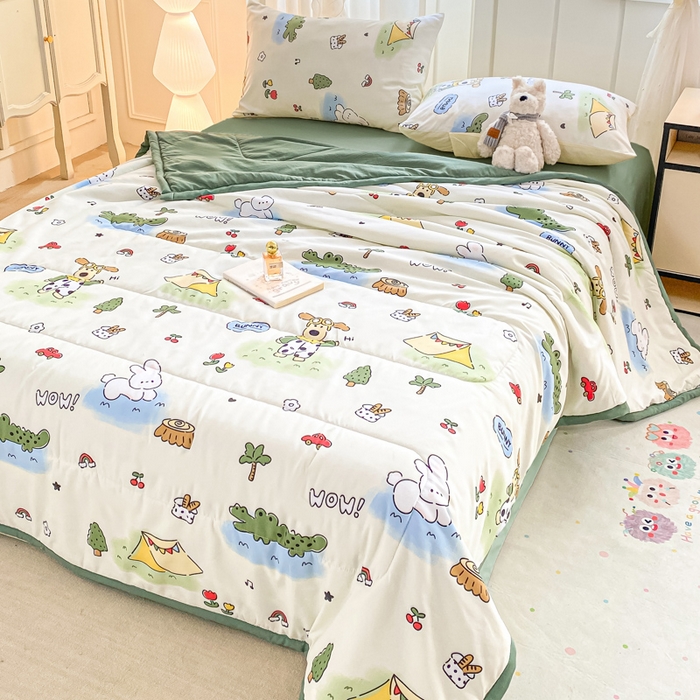 91家纺网 家纺一手货源 找家纺 2025梦初语新款水洗棉印花棉花被 萌宠乐园