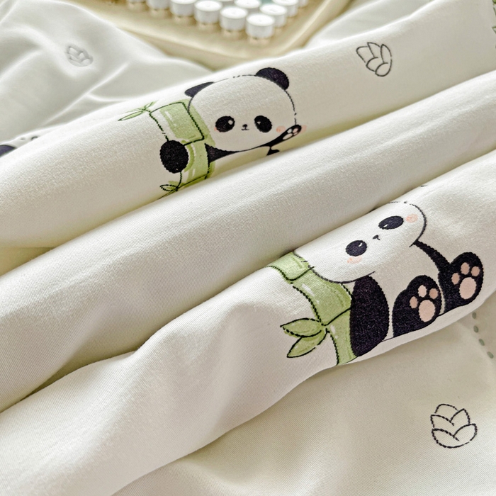 91家纺网 家纺一手货源 找家纺 富艺隆 2025新款水洗棉双层纱夏被 小熊猫