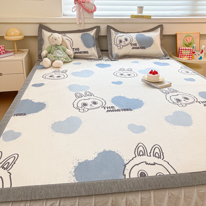 91家纺网 家纺一手货源 找家纺 迪乐妮 2025新款印花真冰藤冰凉席 小怪兽