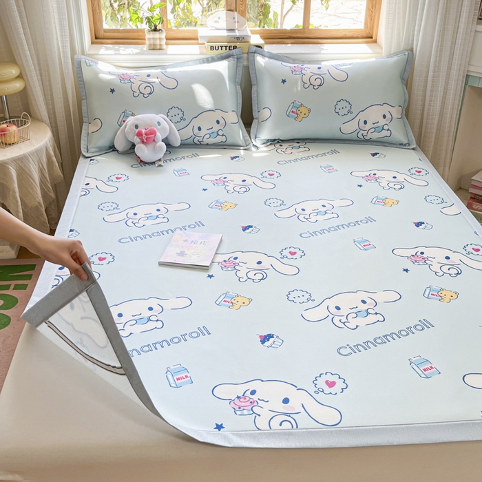 91家纺网 家纺一手货源 找家纺 博雅 2025新款三丽欧A类小版数码印花1200D冰丝凉席凉席席子 甜品玉桂狗