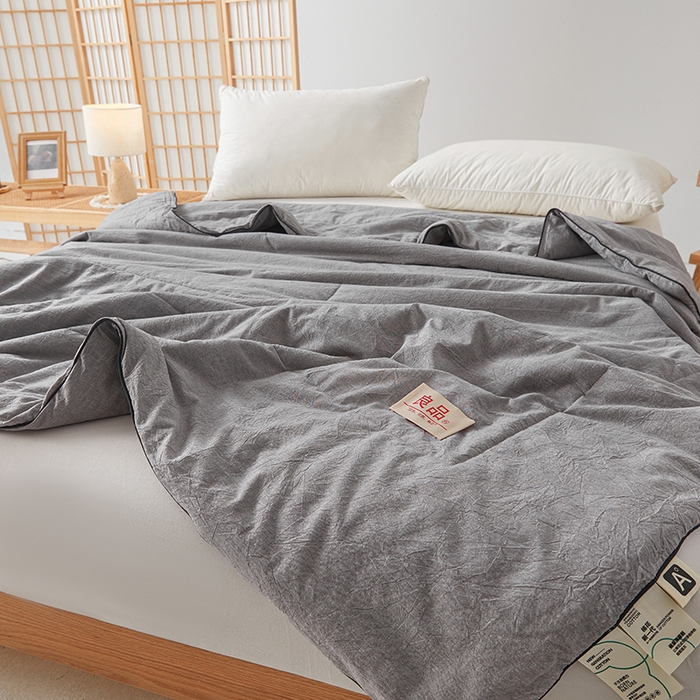 91家纺网 家纺一手货源 找家纺 熙宴家纺 2025新款纯色水洗棉新疆棉花夏被 石灰
