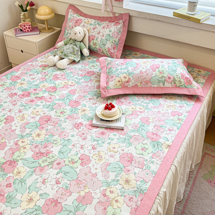 91家纺网 家纺一手货源 找家纺 迪乐妮 2025新款印花真冰藤冰凉席 繁花