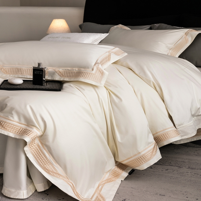 91家纺网 家纺一手货源 找家纺 馨蕊家居 2025春夏新品100s高奢典藏简约全棉系列 棉凯伦-月光白