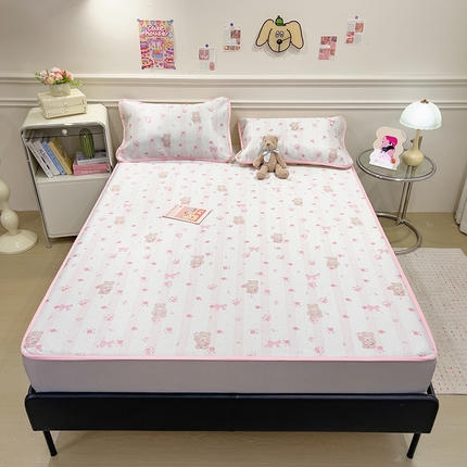 91家纺网 家纺一手货源 找家纺 （总）摩妮卡 2025新款小清新碳光冰丝软席床笠款单床笠三件套