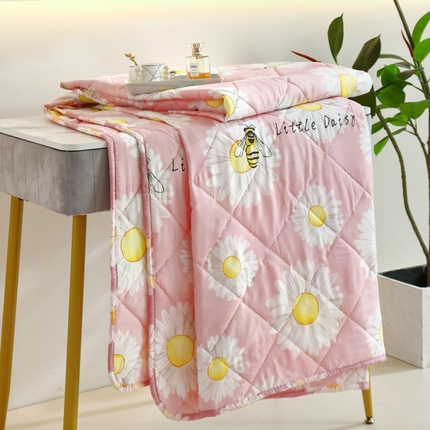 富艺隆 超声波钻石绒夏被 花朵蜜蜂-粉