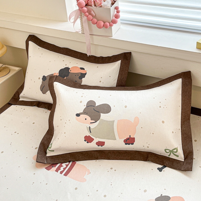 91家纺网 家纺一手货源 找家纺 迪乐妮 2025新款印花真冰藤冰凉席 腊肠狗