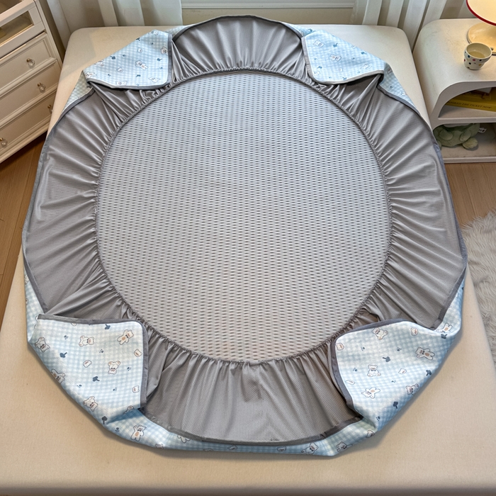 91家纺网 家纺一手货源 找家纺 迪乐妮 2025新款真冰藤印花床笠款凉席 baby熊