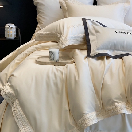 佳汐蓝2025新款清雅自然刺绣黄金棉系列四件套价格表券后不低于498/518元 微风情书-舞动黄