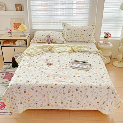 91家纺网 家纺一手货源 找家纺 （总）富艺隆 2025新款水洗棉双层纱夏被