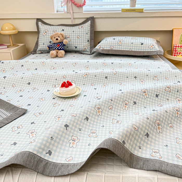 91家纺网 家纺一手货源 找家纺 迪乐妮 2025新款印花真冰藤冰凉席 baby熊