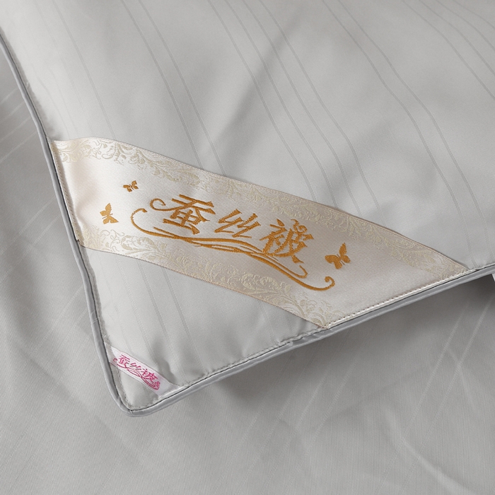 91家纺网 家纺一手货源 找家纺 2025新款全棉缎条贡缎提花被子被芯夏凉被春秋被冬被二合一子母被 灰色