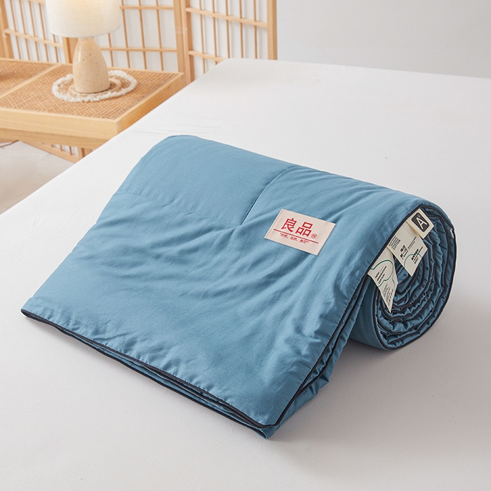 91家纺网 家纺一手货源 找家纺 熙宴家纺 2025新款纯色水洗棉新疆棉花夏被 冰蓝