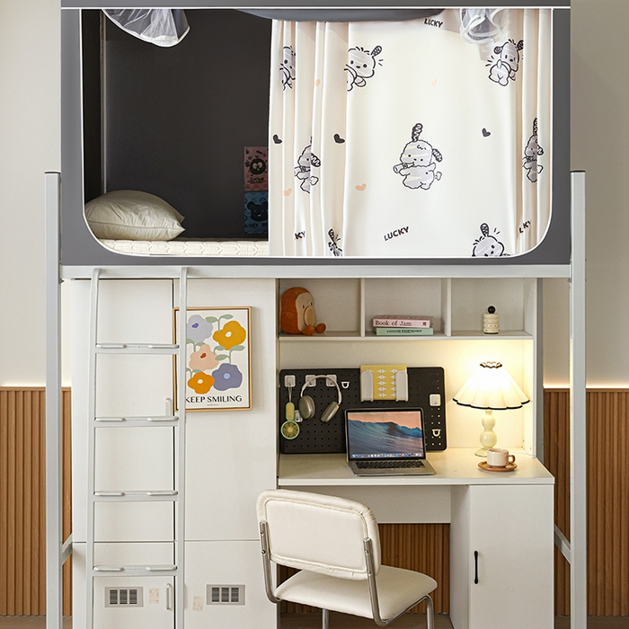 91家纺网 家纺一手货源 找家纺 2025新款学生床遮光蚊帐 帕帕狗-灰