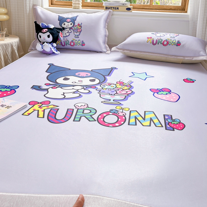 91家纺网 家纺一手货源 找家纺 博雅 2025新款三丽欧A类大版数码印花1200D冰丝凉席凉席席子 开心库洛米