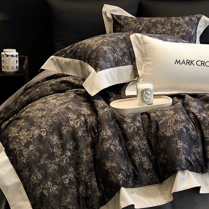 91家纺网 家纺一手货源 找家纺 佳汐蓝2025新款典雅诗意花卉全棉印花四件套券后不低于438/458元 柏林庄园-游牧灰