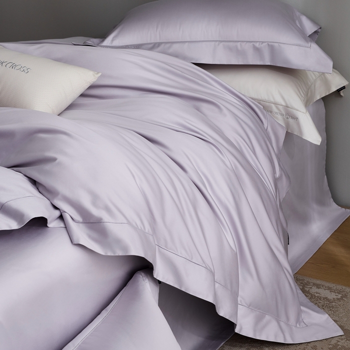 91家纺网 家纺一手货源 找家纺 佳汐蓝 2025新款奢简高支棉柔雾奢缎长绒棉四件套券后不低于628/648元 雾山紫