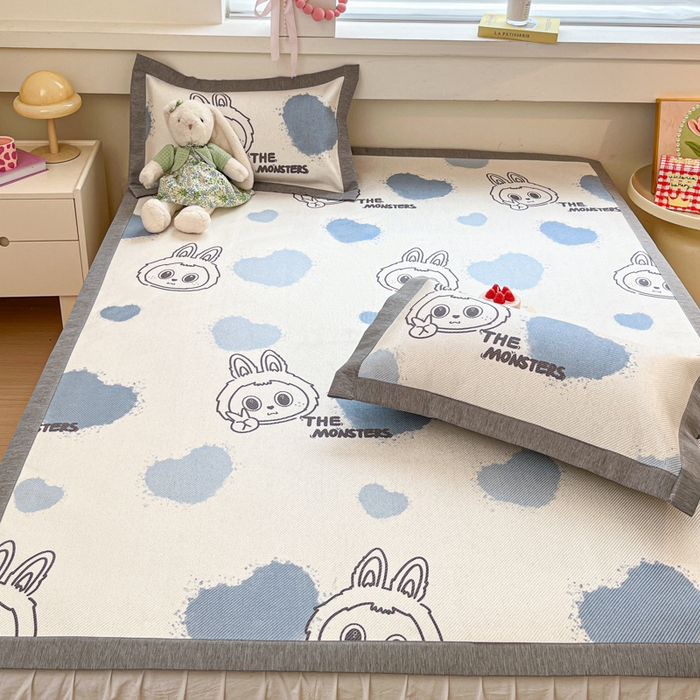 91家纺网 家纺一手货源 找家纺 迪乐妮 2025新款印花真冰藤冰凉席 小怪兽