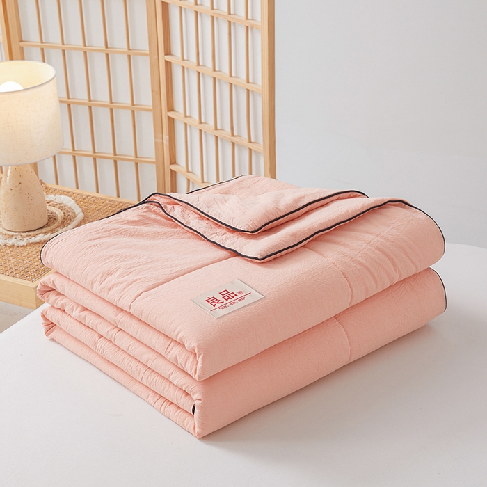 91家纺网 家纺一手货源 找家纺 熙宴家纺 2025新款纯色水洗棉新疆棉花夏被 粉玉