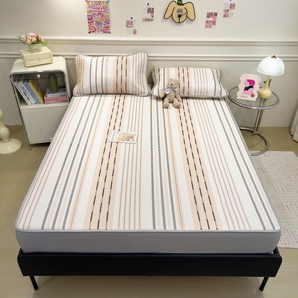 91家纺网 家纺一手货源 找家纺 （总）摩妮卡 2025新款小清新碳光冰丝软席床笠款单床笠三件套