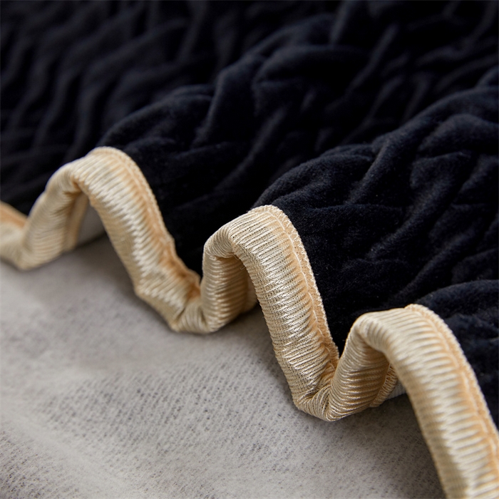 91家纺网 家纺一手货源 找家纺 情恒家纺 2025新款德芙绒工艺款全包床头罩 极简黑