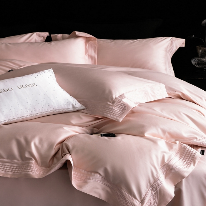 91家纺网 家纺一手货源 找家纺 馨蕊家居 2025春夏新品100s高奢典藏简约全棉系列 棉凯伦-蔷薇粉