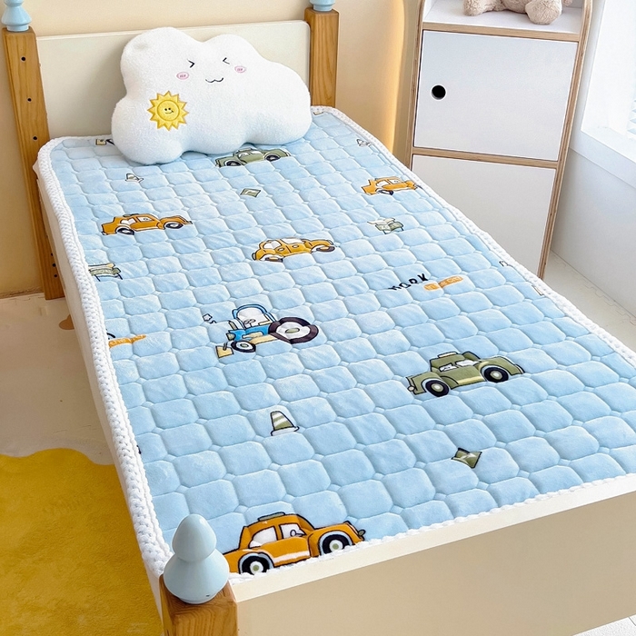 91家纺网 家纺一手货源 找家纺 梵赫家纺2024新款牛奶绒床护垫床垫幼儿园床垫儿童床垫可水洗 垫套-工程车队