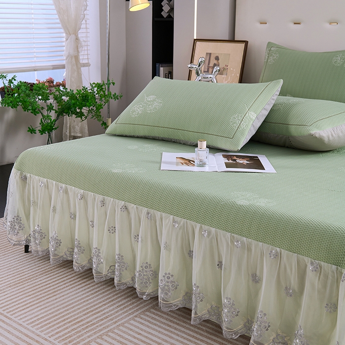 91家纺网 家纺一手货源 找家纺 （总）席之家 2025新款3D冰感蕾丝床裙豆豆席