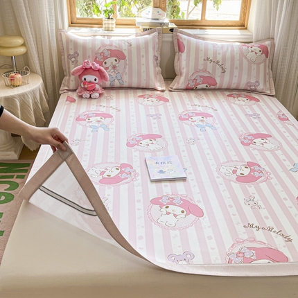 博雅 2025新款三丽欧A类小版数码印花1200D冰丝凉席凉席席子 甜甜美乐蒂