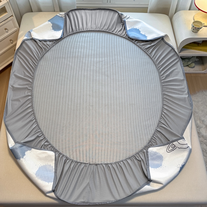 91家纺网 家纺一手货源 找家纺 迪乐妮 2025新款真冰藤印花床笠款凉席 小怪兽