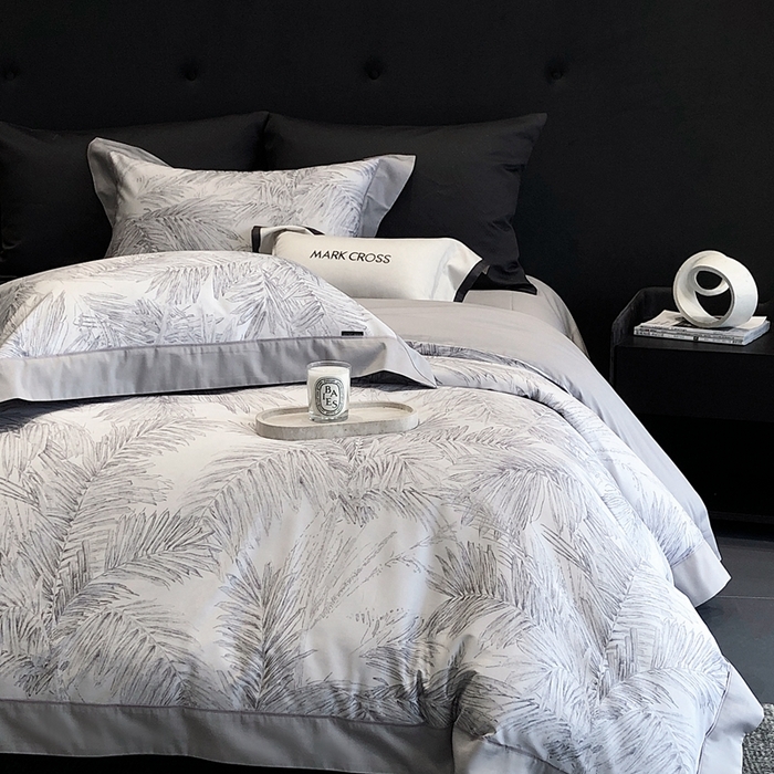 91家纺网 家纺一手货源 找家纺 佳汐蓝2025新款典雅诗意花卉全棉印花四件套券后不低于438/458元 烟火星辰-次元灰