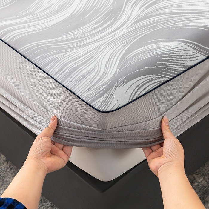 91家纺网 家纺一手货源 找家纺 锦罗绣 2025春夏新款PE中分子凉感提花软凉席席子 极简主义-灰 床笠款