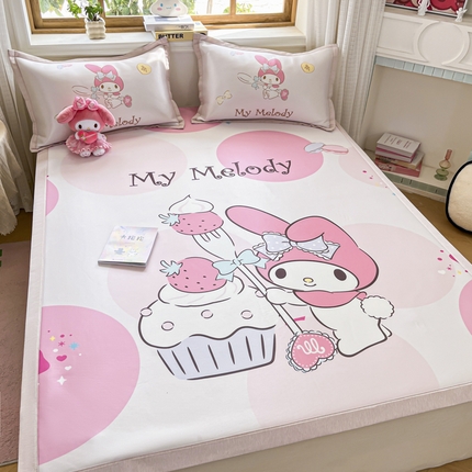 91家纺网 家纺一手货源 找家纺 博雅 2025新款三丽欧A类大版数码印花1200D冰丝凉席凉席席子 气球库洛米