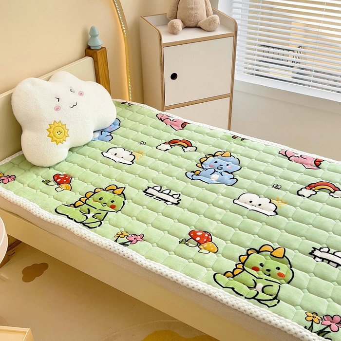 91家纺网 家纺一手货源 找家纺 梵赫家纺2024新款牛奶绒床护垫床垫幼儿园床垫儿童床垫可水洗 薄垫-恐龙集结