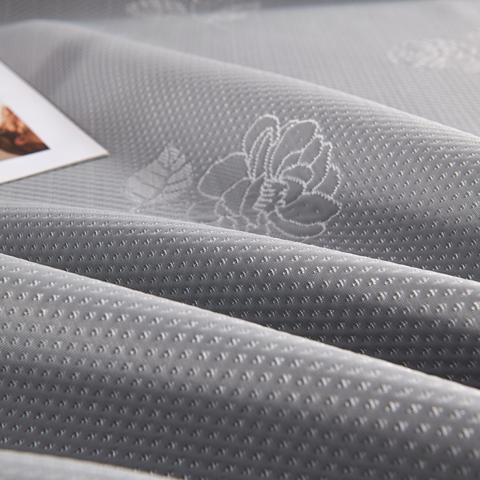 91家纺网 家纺一手货源 找家纺 席之家 2025新款3D冰感蕾丝床裙豆豆席 蕾丝-茶花之恋-灰