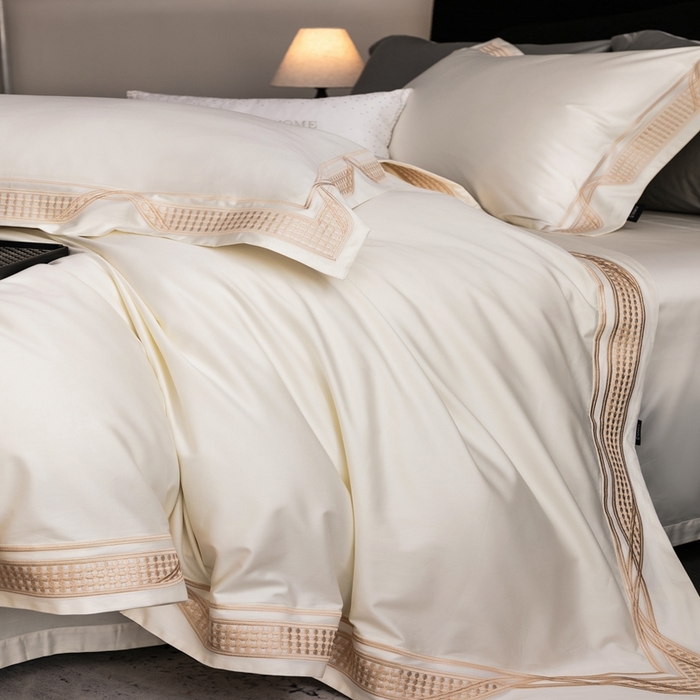 91家纺网 家纺一手货源 找家纺 馨蕊家居 2025春夏新品100s高奢典藏简约全棉系列 棉凯伦-月光白