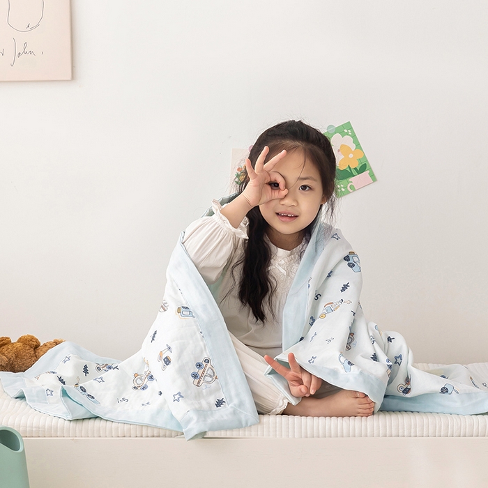 91家纺网 家纺一手货源 找家纺 嗨生活 2025年 7A抗菌全棉双层纱夏被  纱布夏被盖毯  儿童夏被 幼儿园夏被 汽车乐园