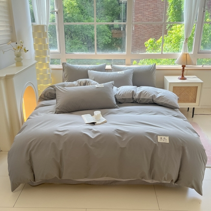 91家纺网 家纺一手货源 找家纺 （总）禧澜庭 2025新款纯棉全棉水洗棉斜纹无印风贴标四件套三件套
