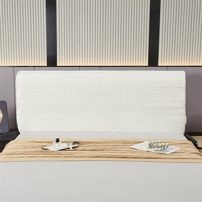 91家纺网 家纺一手货源 找家纺 情恒家纺 2025新款德芙绒工艺款全包床头罩 云朵白