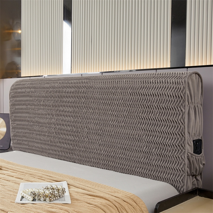 91家纺网 家纺一手货源 找家纺 情恒家纺 2025新款德芙绒工艺款全包床头罩 星空咖