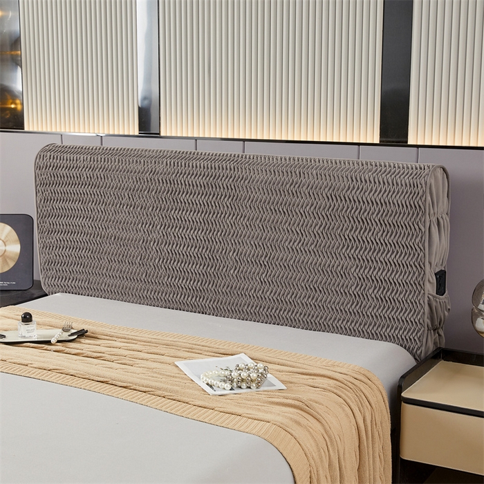 91家纺网 家纺一手货源 找家纺 情恒家纺 2025新款德芙绒工艺款全包床头罩 星空咖