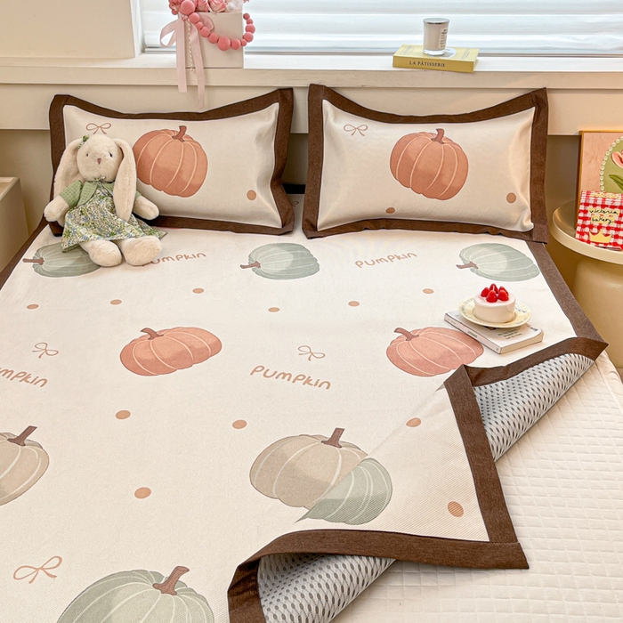 91家纺网 家纺一手货源 找家纺 迪乐妮 2025新款印花真冰藤冰凉席 波点南瓜