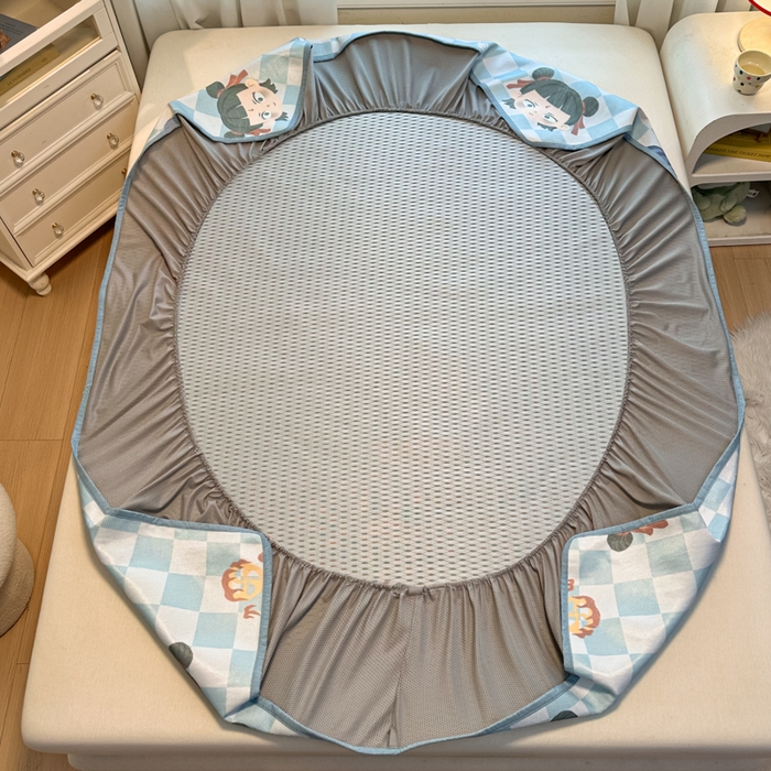 91家纺网 家纺一手货源 找家纺 迪乐妮 2025新款真冰藤印花床笠款凉席 吒儿