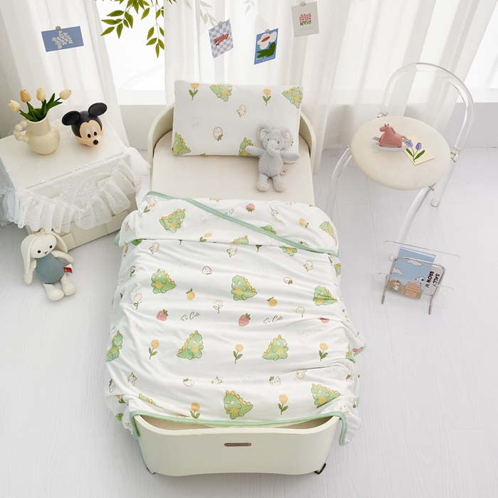 91家纺网 家纺一手货源 找家纺 丝涟家居 2025新款婴儿裸睡级凉感针织毯幼儿园夏被儿童夏被毯子 小恐龙