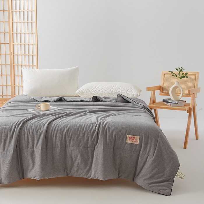 91家纺网 家纺一手货源 找家纺 熙宴家纺 2025新款纯色水洗棉新疆棉花夏被 石灰